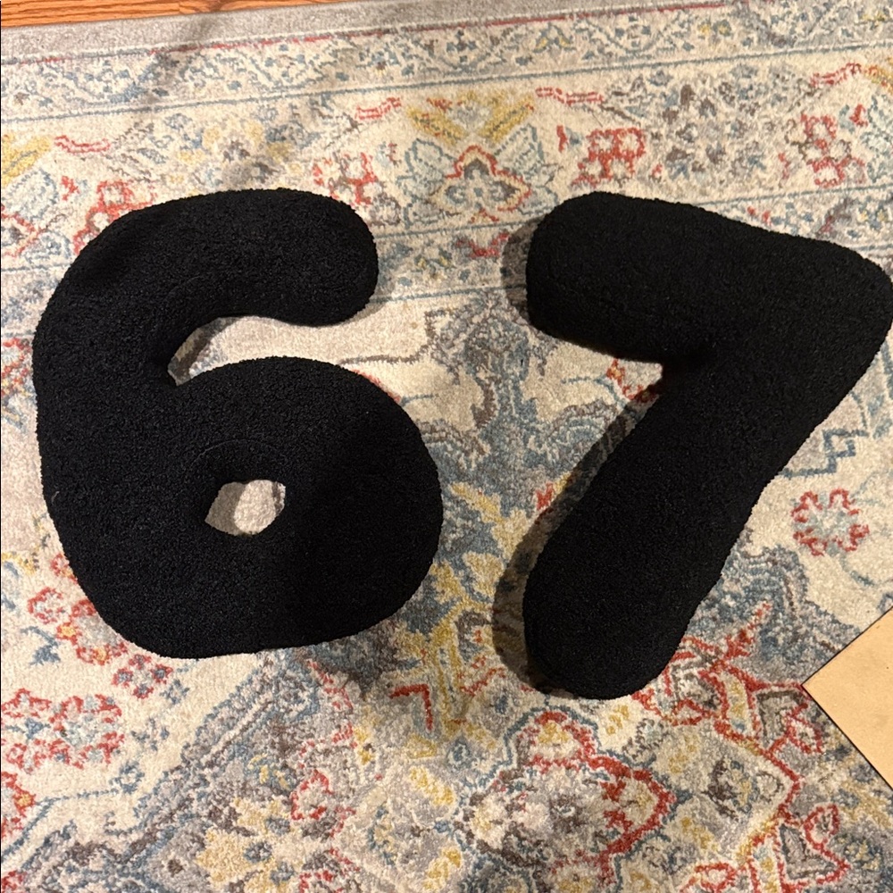 Novelty Black Number 67 Plush Accent Pillows